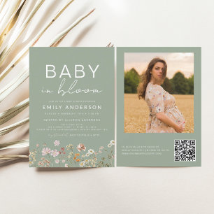 Papier Sage Green QR Code Fleur sauvage Baby in Bloom Dou