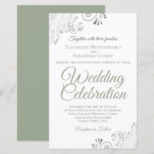 Papier Sage Green sur Blanc BUDGET Mariage Inviter Grand