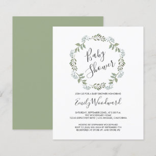 Papier Sage Green Wreath Baby shower Invitation