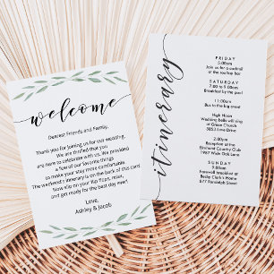 Papier Sage Greenery Mariage Bienvenue Lettre, Itinéraire
