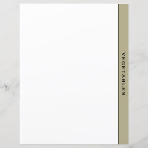 Papier Sage noir et blanc Recette Divider Légumes