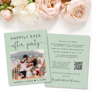Papier Sage Photo QR Code Mariage Réception Invitation