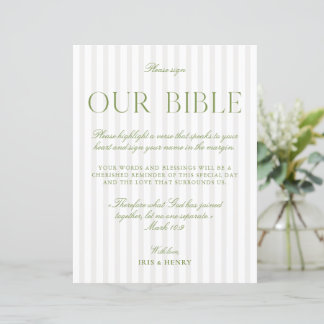 Papier Sage Vert & Beige Mariage Notre Bible Signe