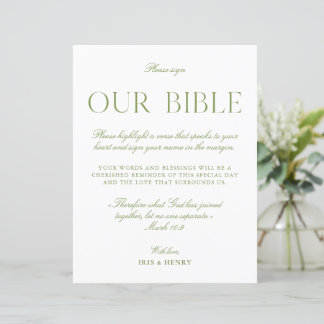 Papier Sage Vert & Blanc Mariage Notre Bible Signe