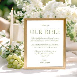 Papier Sage Vert & Blanc Mariage Notre Bible Signe
