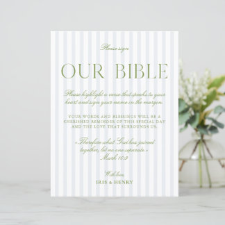Papier Sage Vert & Bleu Clair Mariage Notre Bible Signe