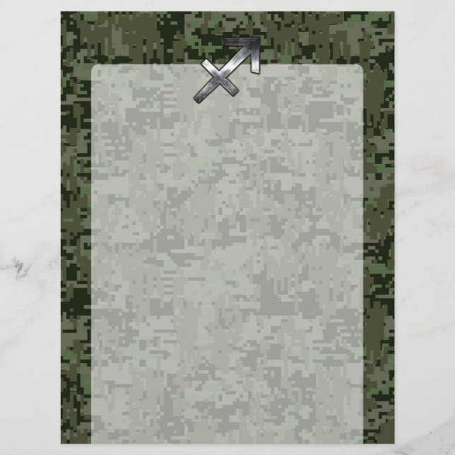 Papier Sagittaire Symbole du zodiaque sur camouflage numé (Devant)
