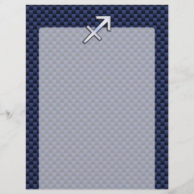 Papier Sagittarius Zodiac Sign on Blue Carbon Fibre Style (Devant)