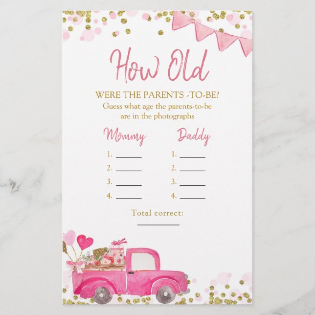 Papier Saint Valentin Camion Chéri Quel Âge Les Parents (Devant)