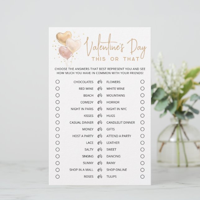 Papier Saint Valentin Ce ou ce jeu Editable jeu (Debout devant)