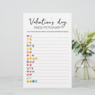 Papier Saint Valentin Emoji Pictionary jeu avec réponses