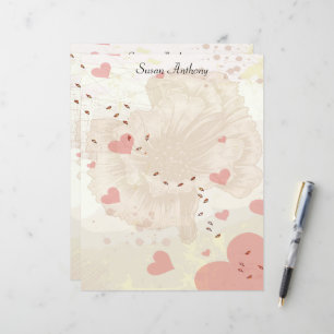 Papier Saint Valentin en détresse Floral Coeurs roses sta