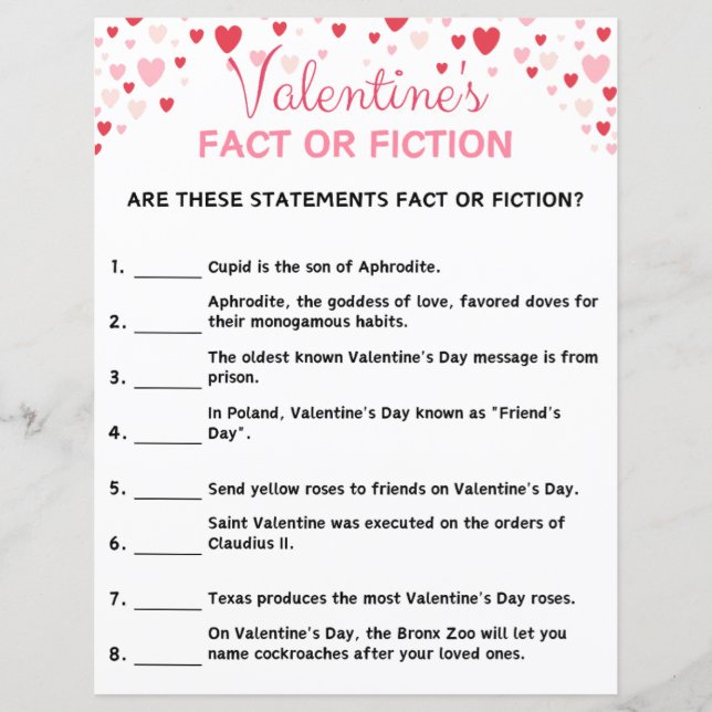 Papier Saint Valentin Fact Ou jeu de fiction (Devant)