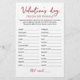 Papier Saint Valentin Terminer mon phrase Editable jeu