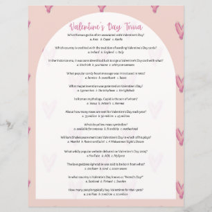 Papier Saint Valentin Trivia Jeu avec réponses