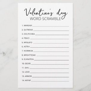 Papier Saint Valentin Word Scramble Jeu partie