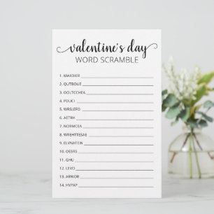 Papier Saint Valentin Word Scramble Jeu partie