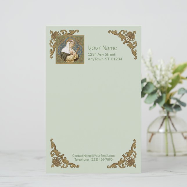 Papier Sainte Catherine de Sienne (BK 19) (Style 2, feuil (Debout devant)