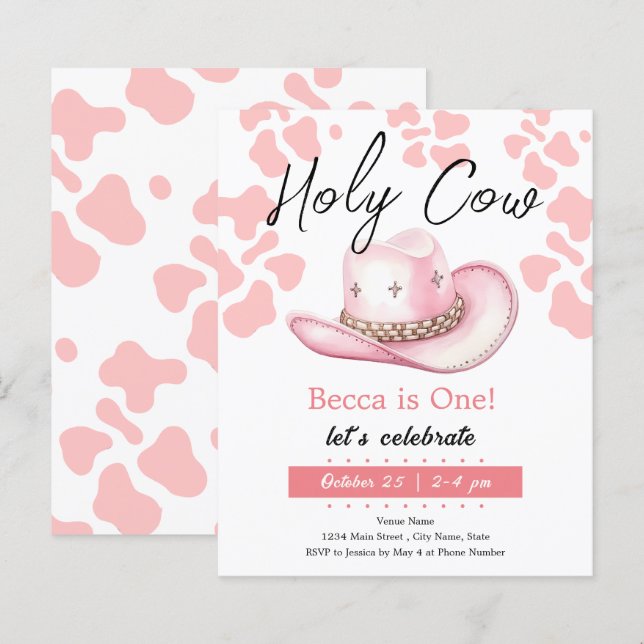 Papier Sainte vache 1ère Casquette fille fille anniversai (Devant / Derrière)