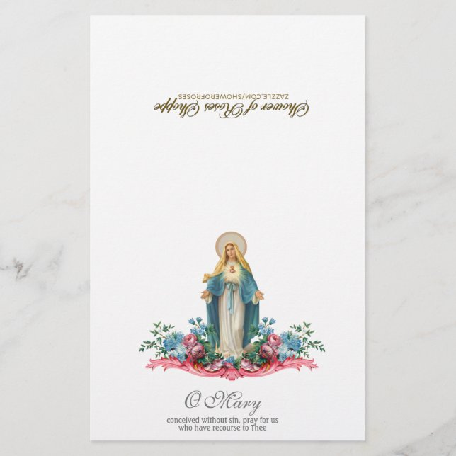 Papier Sainte Vierge Marie Prière de communion spirituell (Devant)