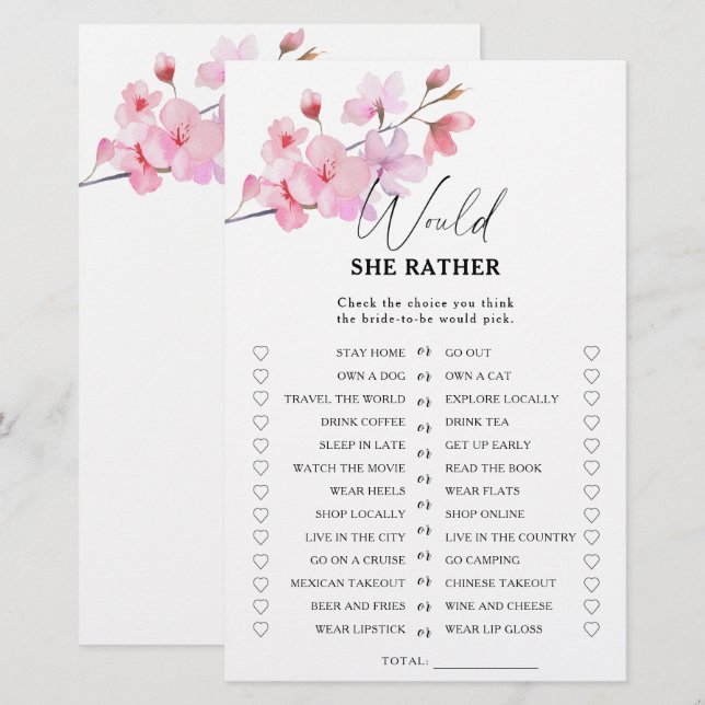 Papier Sakura - Aimerait-elle un jeu de douche de nage (Devant / Derrière)