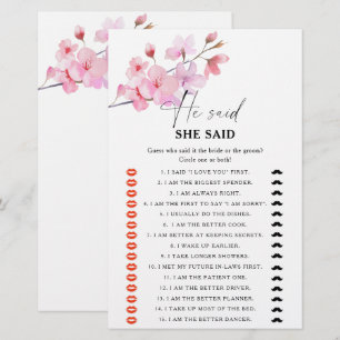 Papier Sakura - Il a dit qu'elle a dit jeu de douche nupt