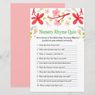 Papier Sakura Nursery Rhyme Quiz jeu de baby shower