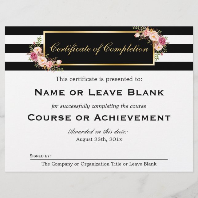Papier Salon de beauté Certificat d'achèvement (Devant)
