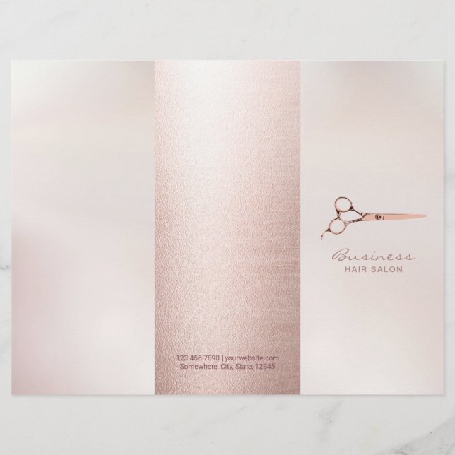 Papier Salon de Beauté Coiffeur Rose Gold Tri-Pli (Devant)