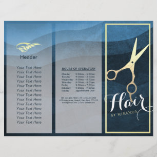 Papier Salon des cheveux Coiffeuse Ciseaux bleu or Tri-Fo