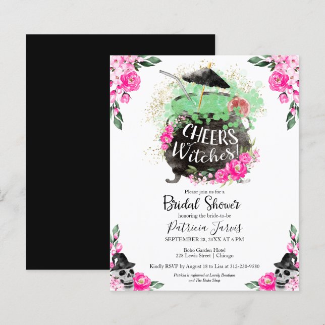 Papier Saluer Sorcières Fête des mariées Budget Invitatio (Devant / Derrière)