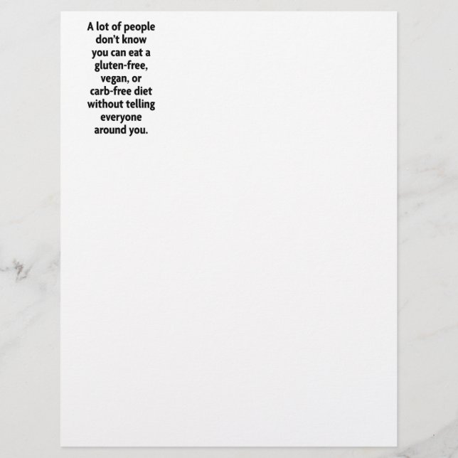 Papier Sans glucides (Devant)