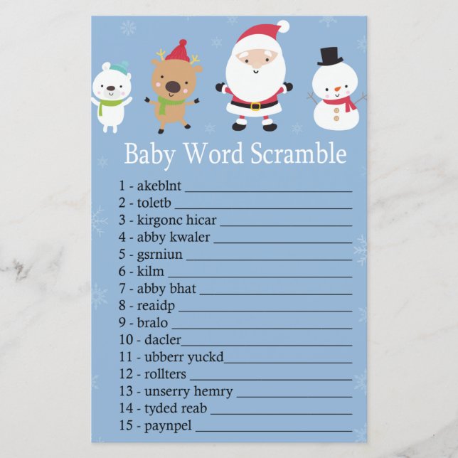 Papier Santa Claus Baby mot scramble jeu (Devant)