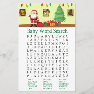 Papier Santa Claus Baby shower Mot de recherche Jeu