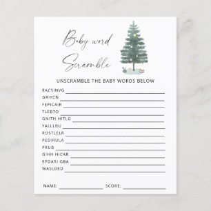 Papier sapin de Noël - jeu de mots mêlés pour baby shower