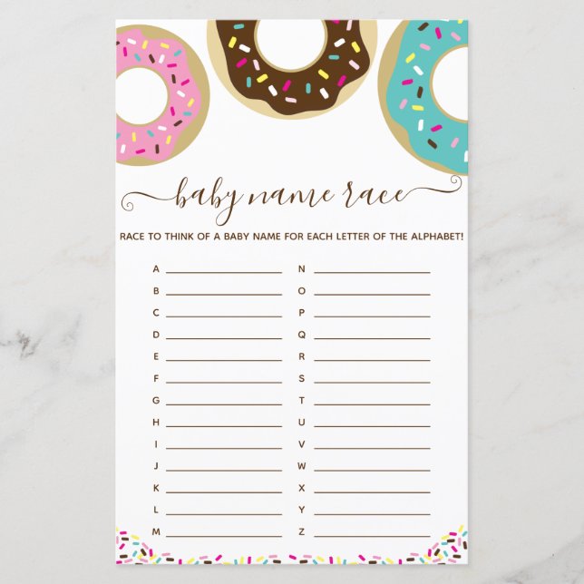 Papier Saupoudrée Avec Amour Baby Name Race Jeu (Devant)