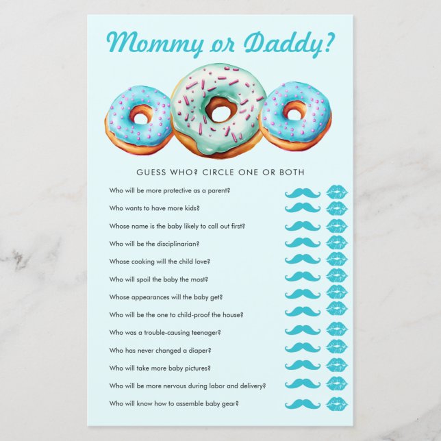 Papier Saupoudrer la beigne | Maman papa | Jeu baby showe (Devant)