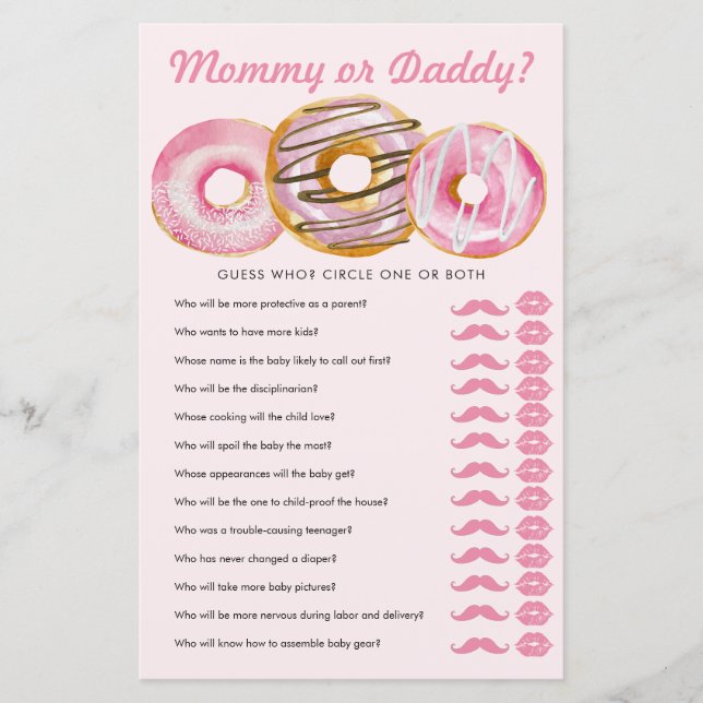 Papier Saupoudrer la beigne | Maman papa | Jeu baby showe (Devant)