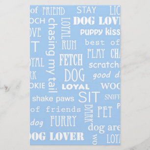 Papier Saying Amoureux des chiens bleu
