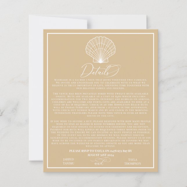Papier Scallop Shell Seahorses Plage Mariage Invitation (Devant)