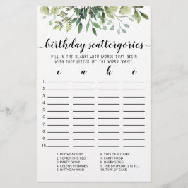 Papier Scattergories Anniversaire jeu modifiable