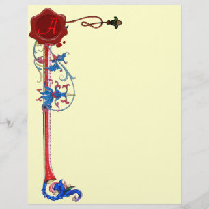 Papier Sceau FLORENTINE FLORALE ROUGE ANTIQUE SMONOGRAMME