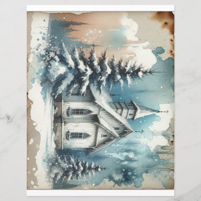 Papier Scène d'hiver de l'église (Devant)