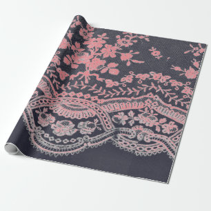 Papier, schwarz und PINK, ANTIQUE Geschenkpapier