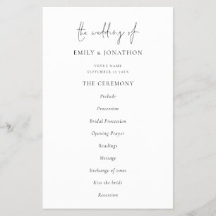 PAPIER   Schwarz-weißes Hochzeitsprogramm im elega