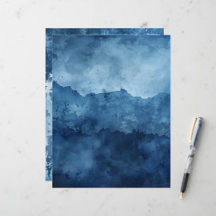 Papier scrapbook à encre en détresse sur fond bleu