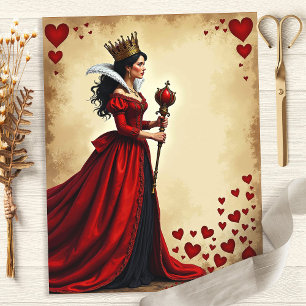 Papier scrapbook Alice Reine de Coeur Sceptre Roug