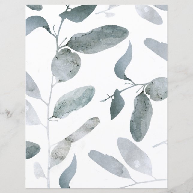 Papier scrapbook Branches d'Eucalyptus Gris (Devant)