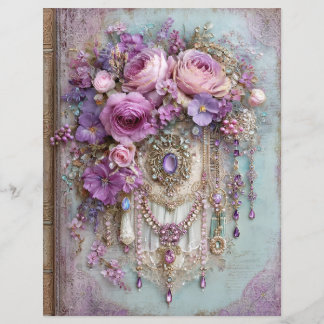 Papier scrapbook couverture de livre bleu lavande