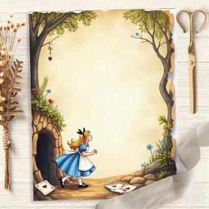 Papier scrapbook d'Alice dans le terrier du lapin